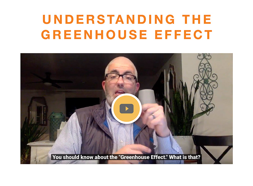 "Understanding the Greenhouse Effect" over a video play screen of a male deaf educator with a caption reading "You should know about the "Greenhouse Effect." What is that?"