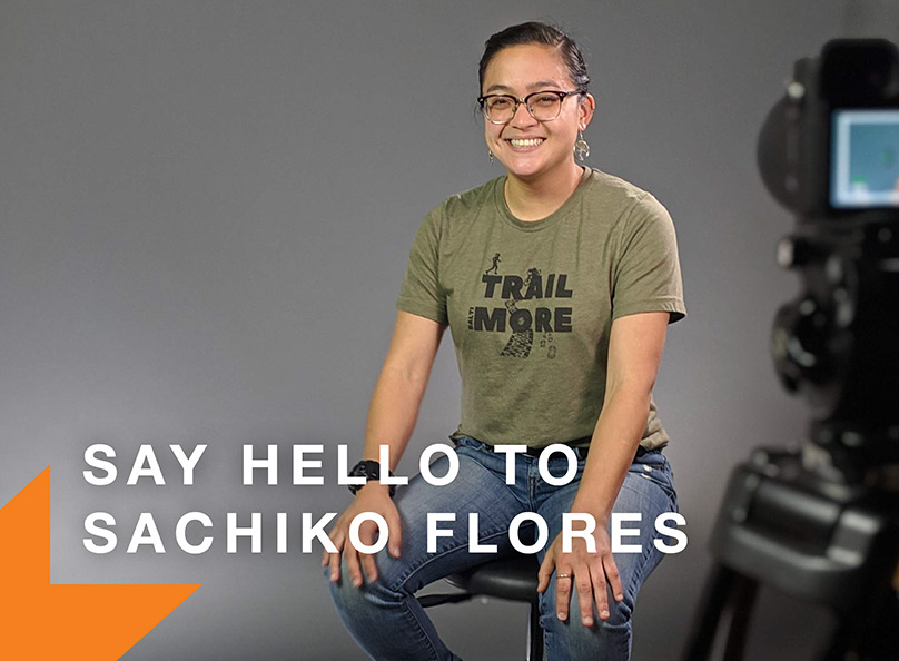 "Say hello to Sachiko Flores" overlayed a photo of Sachiko, a deaf role model